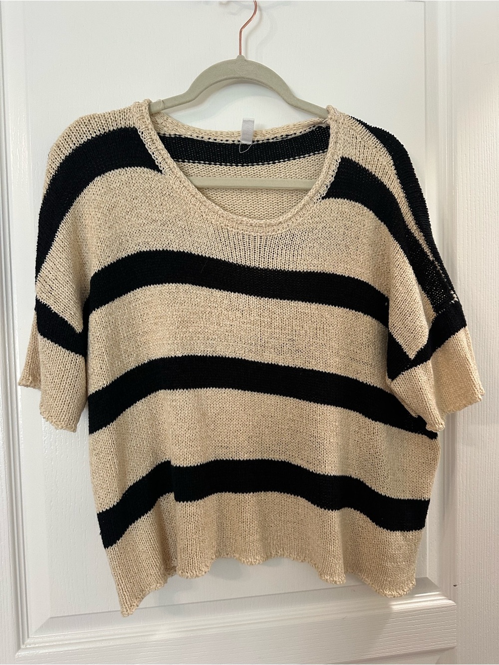 Wishlist Cream and Black Striped Scoop Neck Sweater